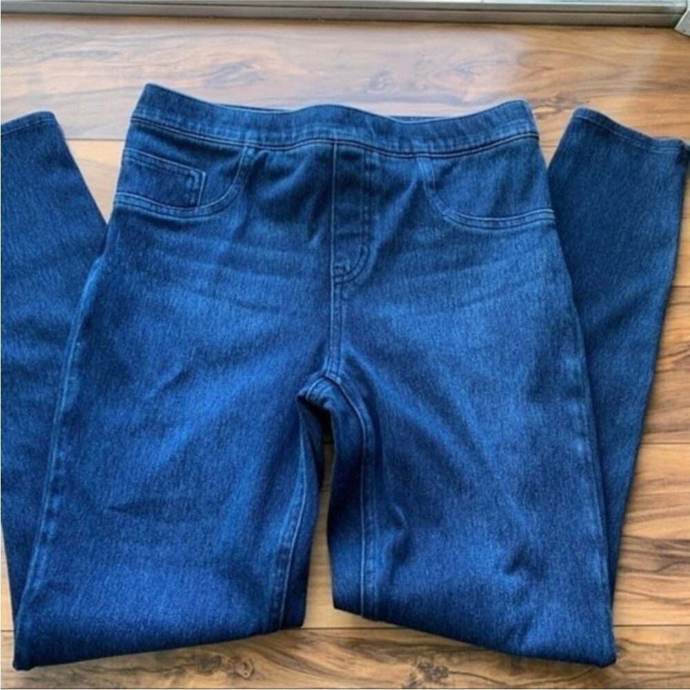 Spanx blue pull on skinny jeans M